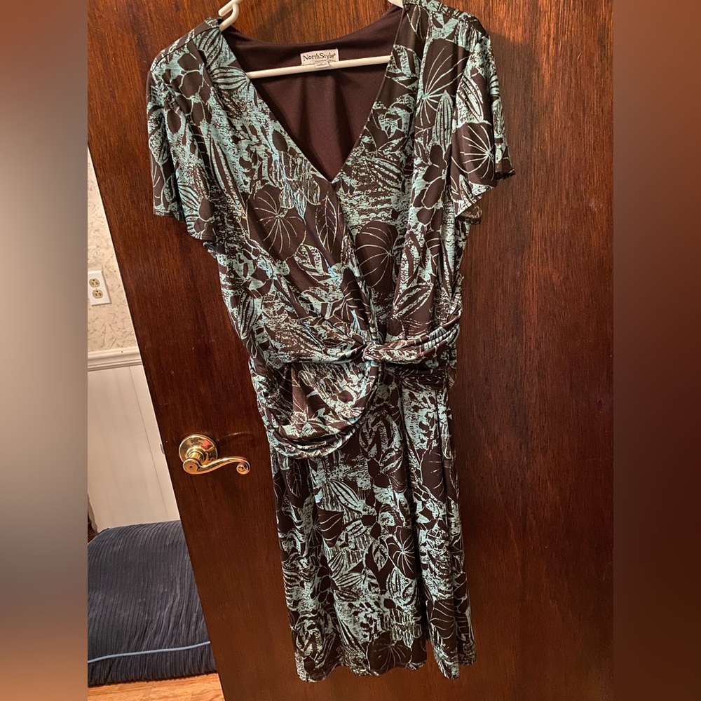 Dress unique style. Green with brown/black background